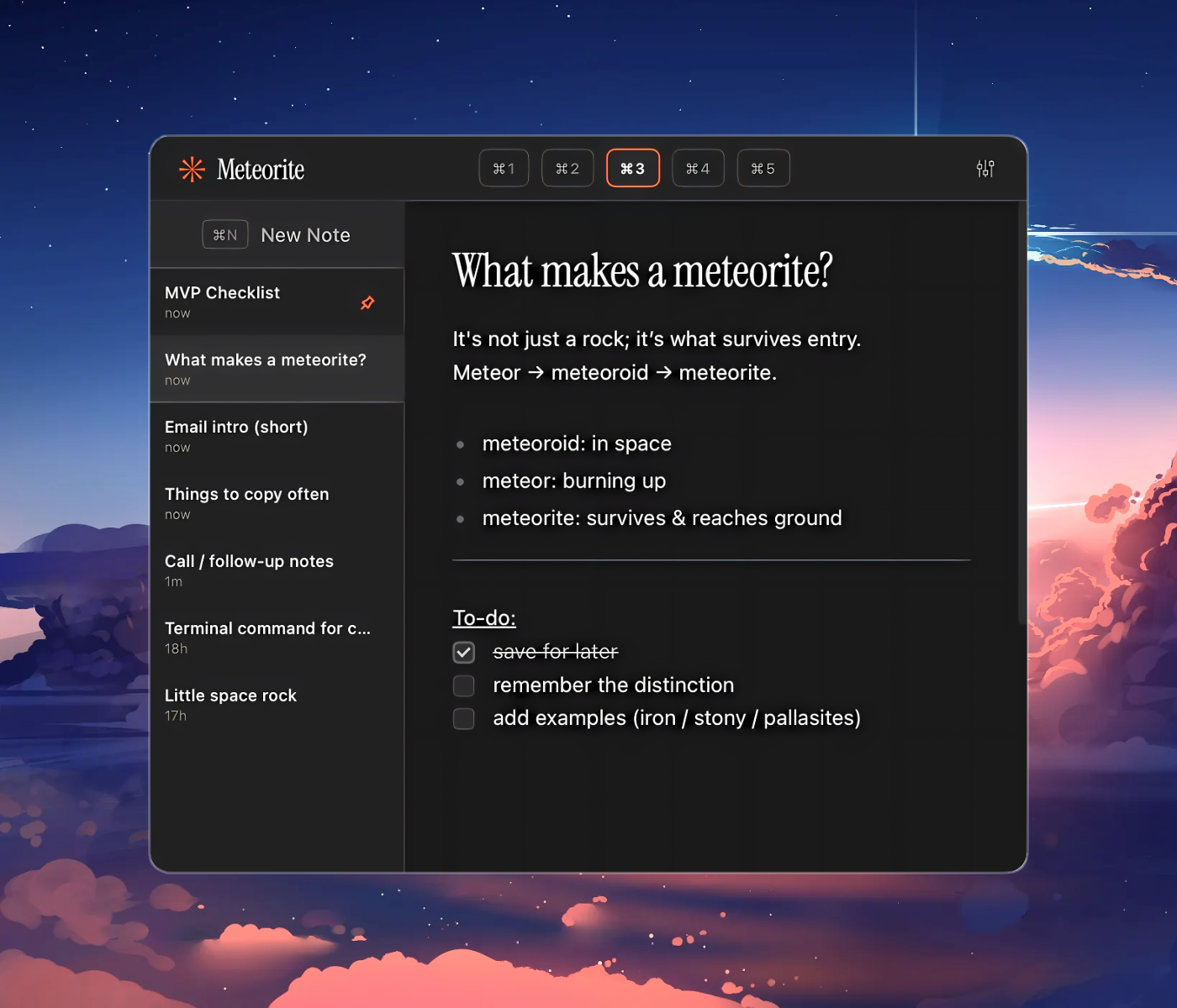 Meteorite 1.0.0 release screenshot
